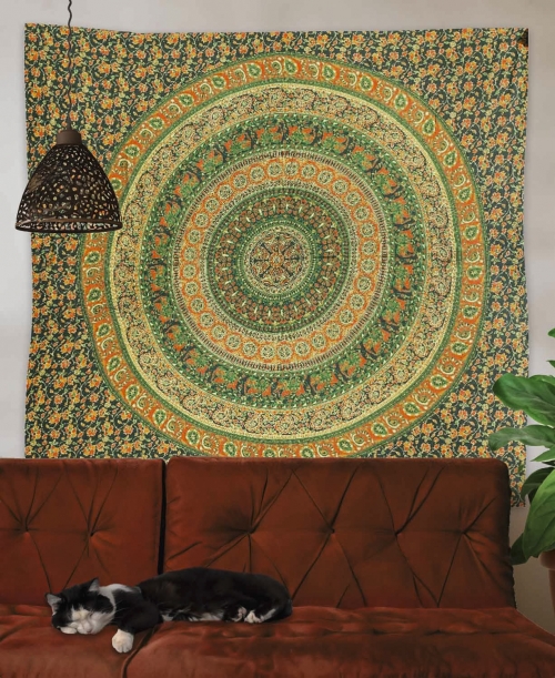 Green and 2024 gold tapestry