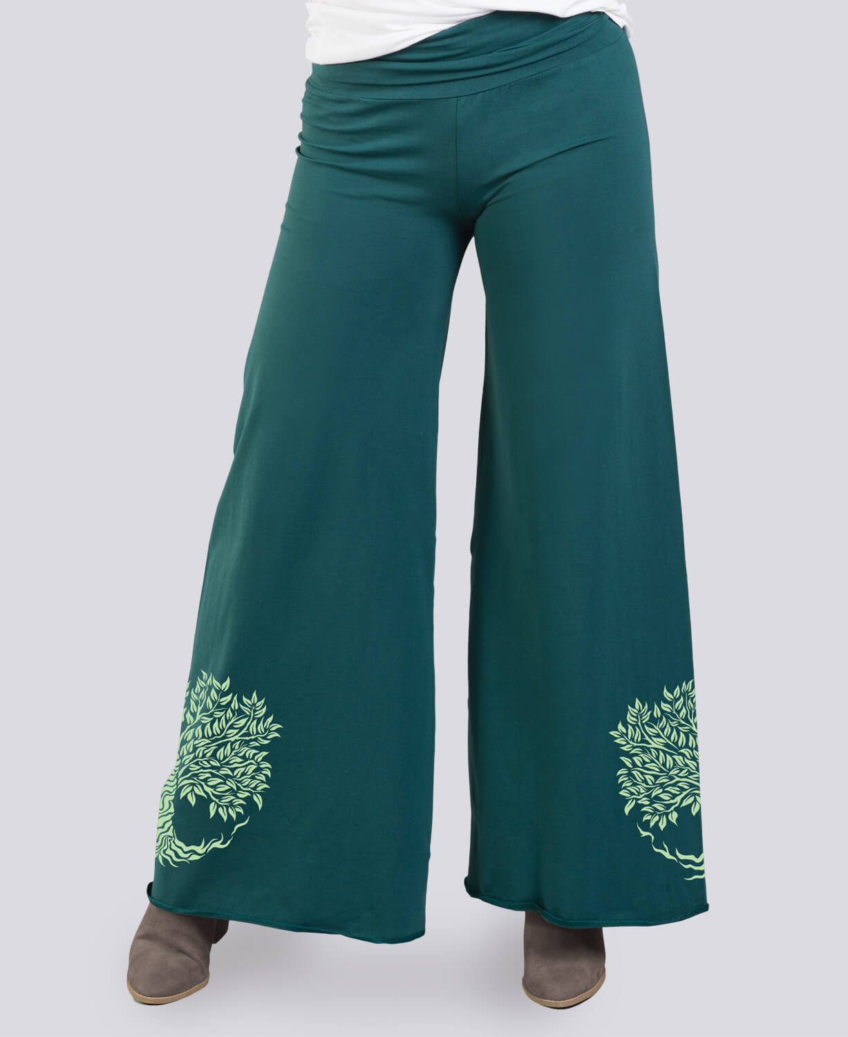 green flower pants