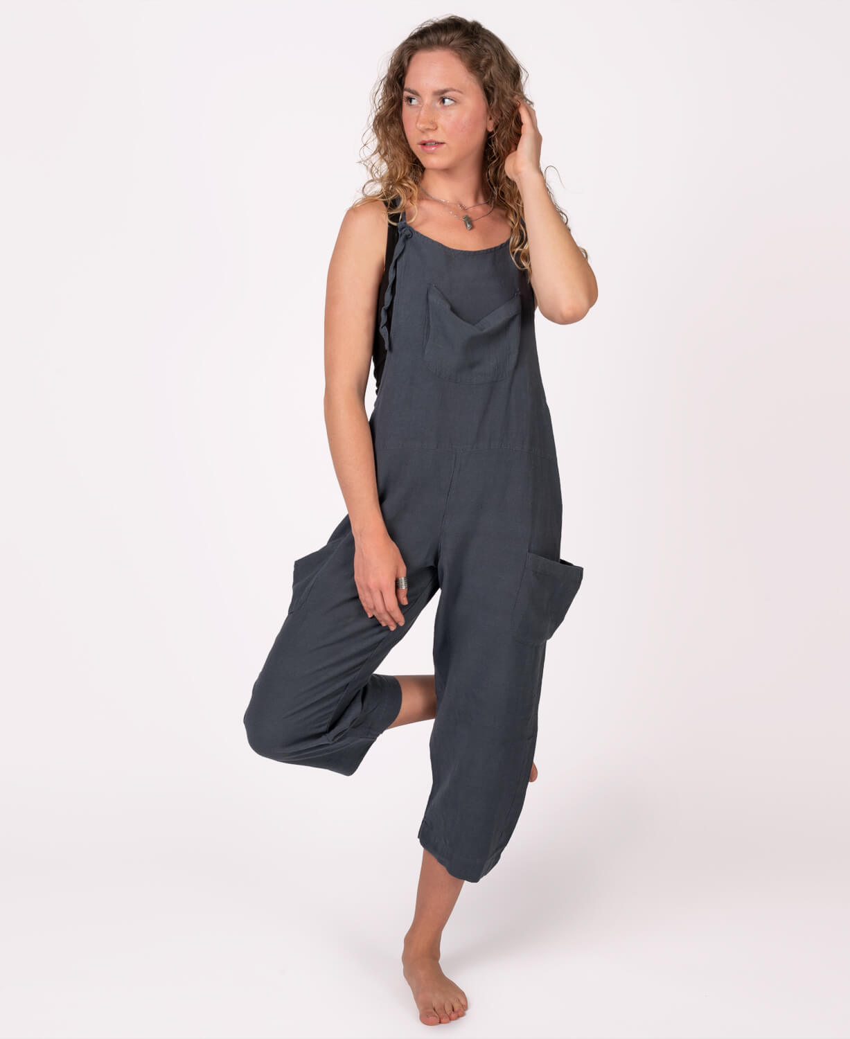 Charcoal Slouchy Overalls | Summer Romper | Soul Flower