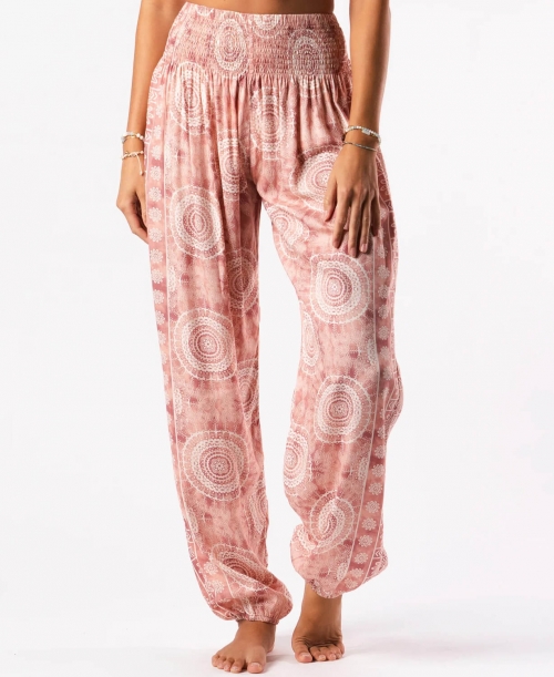 Coral Pink Linen Harem Pants - Jozee Boutique